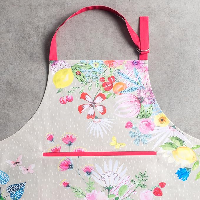 Maison d' Hermine Aprons for women with Pocket 100% Cotton (27.50"x31.50") | Adjustable Neck Strap & long ties Apron Men Chef Wedding Cooking Gardening Server Maid