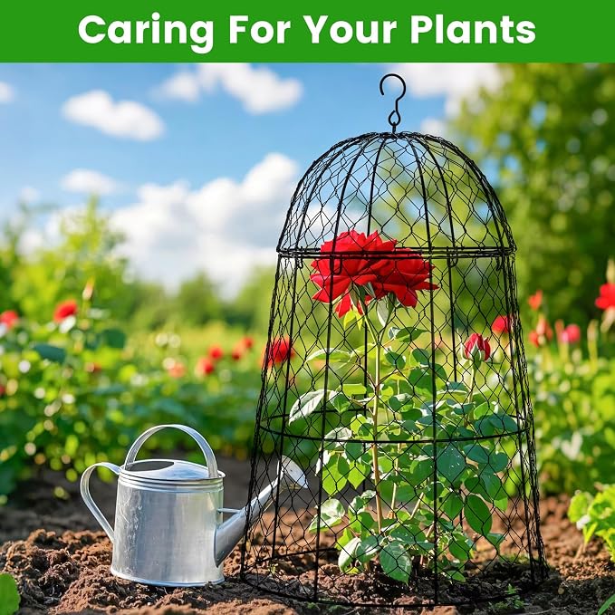 12Pcs garden cloche for plants,20×12.6in large size plant cages for outdoor plants,split design and anti-rust coated chicken wire cloche,sturdy and not easy to deform,plant cages to keep animals out