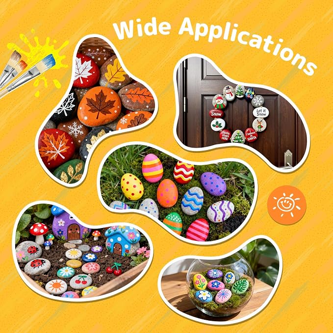Simetufy 35 Pcs Large Painting Rocks, 2"-3" Flat Stones for DIY Arts and Crafts, Hand Selected Smooth River Rocks