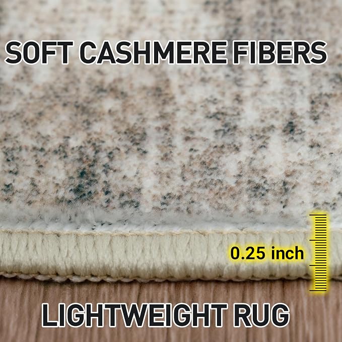 5x7 Area Rugs for Living Room: Washable Abstract Brown Black Badroom Carpet | Non-slip TPE backing makes this washable soft low-pile rug safe & durable, Pet-friendly decor for dining room,nursery,office