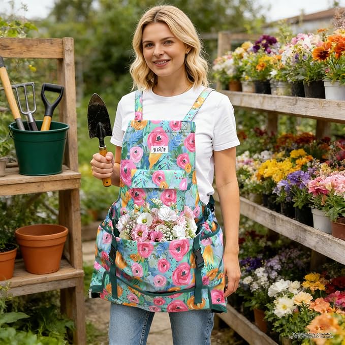 Garden Harvest Apron for Women, Fruit Picking Apron with Quick Release Bottom