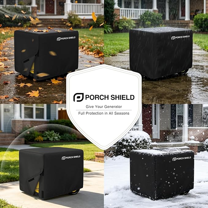 Porch Shield Waterproof Universal Generator Cover 26 x 20 x 20 inch - for Most Generators 3000-5000 Watt, Black