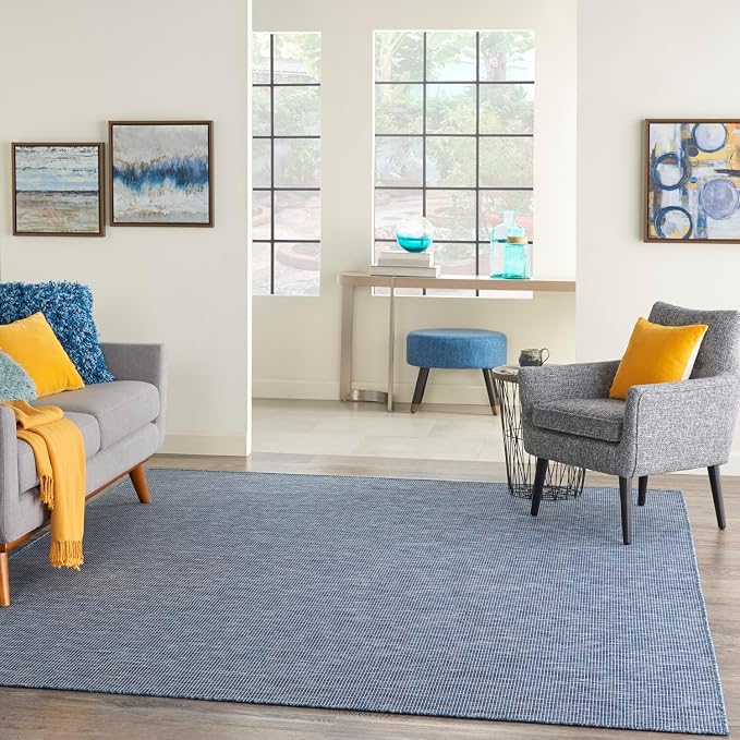 Nourison Home Positano Navy Blue 8' x 10' Area Rug - Easy Clean, Non Shedding, Bed Room, Living Room, Dining Room, Kitchen (8' x 10')