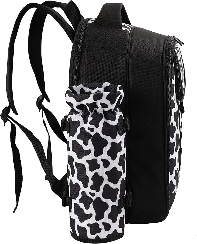 apollo walker Picnic Backpack Bag for 2 Person with Cooler Compartment, Detachable Bottle/Wine Holder, Fleece Blanket, Plates and Cutlery Set (2 Person, Black)