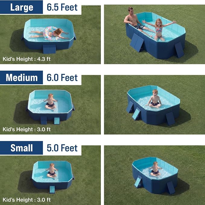 Japard Foldable Non-Inflatable Pool Small 73" Above Ground Kids Adults Blue