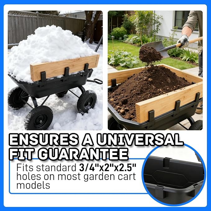 Garden Cart Sidewall Attachments (2-Pack) - 200LB Capacity Each, 250g Per Bracket, One-Piece Molded Nylon, Fits Standard 3/4"x2"x2.5" Holes, Black