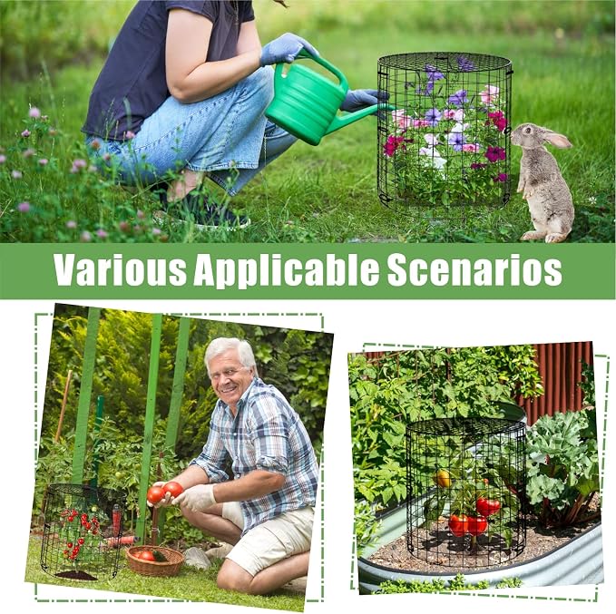 Garden Plant Protectors from Animals,Metal Plant Cage Chicken Wire Cloche with Ground Stakes and Nylon Tie,Garden Plant Protectors for Flower Vegetable to Keep Animals Out-11.8"x 12.6" (6)