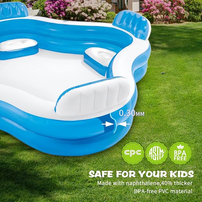 56475EP Swim Center Family Lounge Inflatable Pool 90" X 90" X 26"