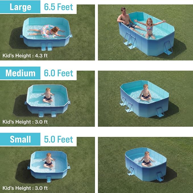 Japard Foldable Non-Inflatable Pool Small 73" Kiddie Kids Aqua Blue | Non-Inflatable Swimming Reinforced Sidewalls 18" Deep for Baby Toddler Adults Backyard No Hassle Collapsible Portable