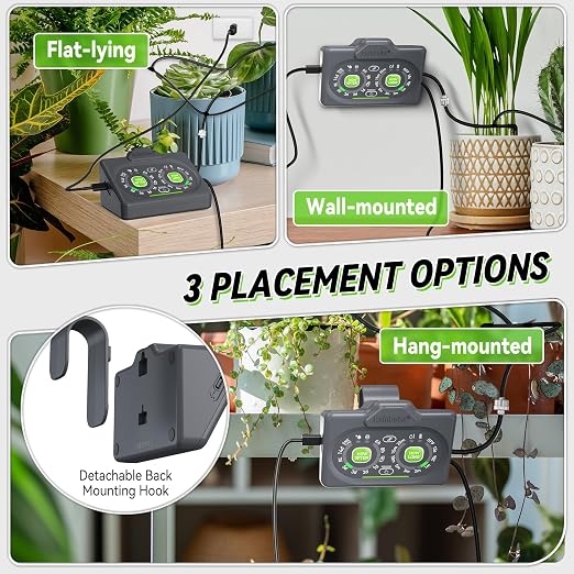 RAINPOINT Programmable Solar Drip Irrigation System for Indoor Houseplant Support Up to 15 Plants, Compact Vacation Automatic Plant Waterer Self Watering Device While Away Low Water Auto Shut-Off