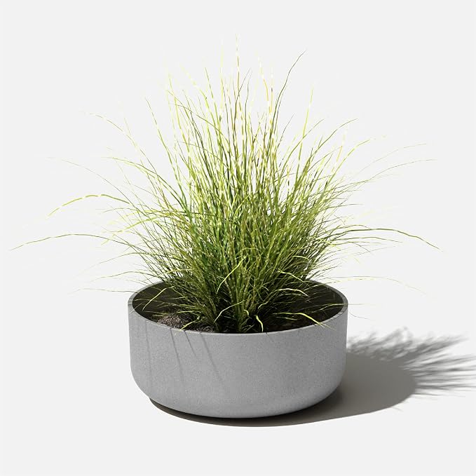 Veradek Mason Series Kona Bowl Planter - Round Planter for Indoor or Outdoor Tabletop/Balcony | Durable Plastic-Stone Composite Material | Modern Décor for Flowers, Succulents, Small Plants