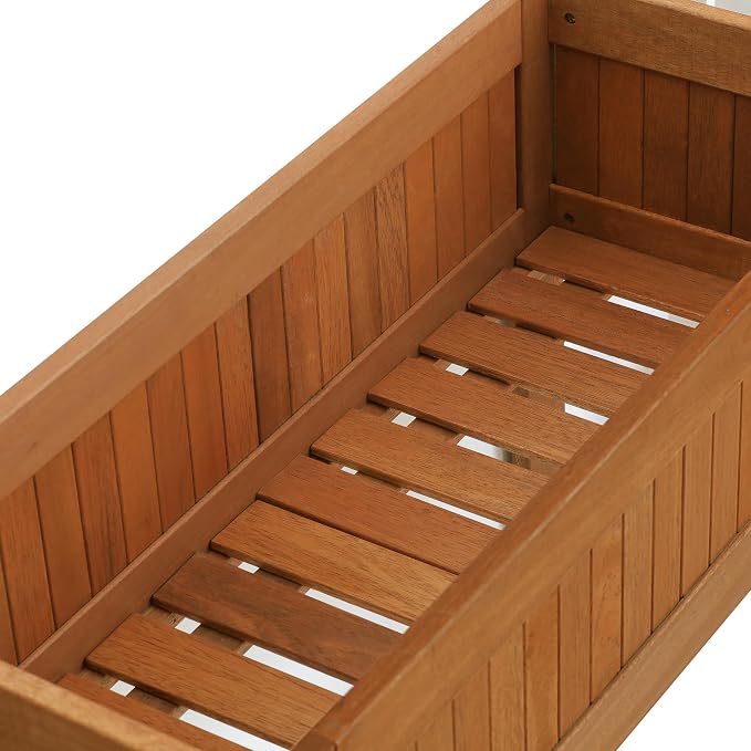 Furinno TIOMAN Planter Box, Outdoor Elevated Standing Planter Box, Raised Garden Bed with Legs, Outdoor, Indoor, Garden, Patio, Balcony, Natural