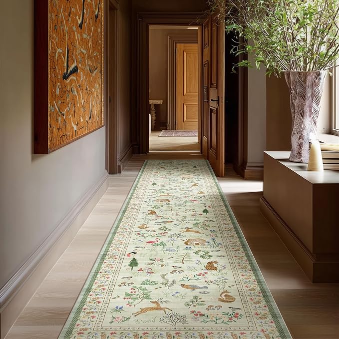 Machine Washable Kitchen Runner Rug: 2'x10' Hallway Runner Non Slip Low Pile Stain Resistant Soft Carpet Runners Rug for Entryway Hallway Kitchen Laundry Room Beside Farmhouse