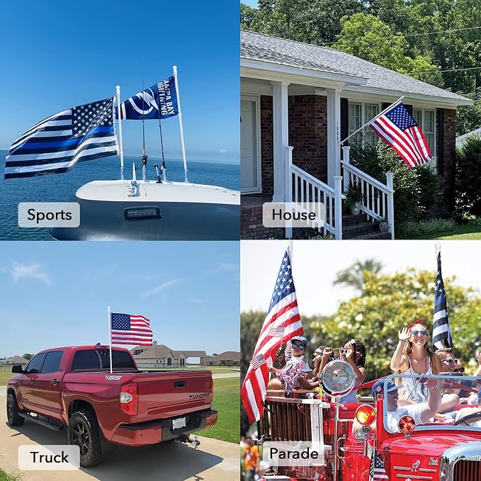 Yeesun Flag Pole,6FT American Flag Pole & Bracket-Flagpoles for 3 x 5 Flags Holder for House Porch & Outdoor,Tangle Free and Wall Mount Flag Pole Kit (Without Flag,White)