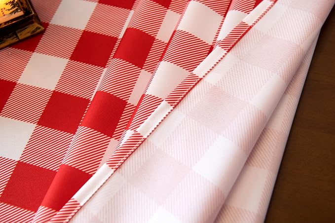 Classic Gingham Plaid Tablecloth Fabric - Rectangular 58x102 Inch Water Resistant Checked Table Cloth for Indoor/Outdoor Use - Table Cover for Kitchen, Picnics, Gardens, and Parties
