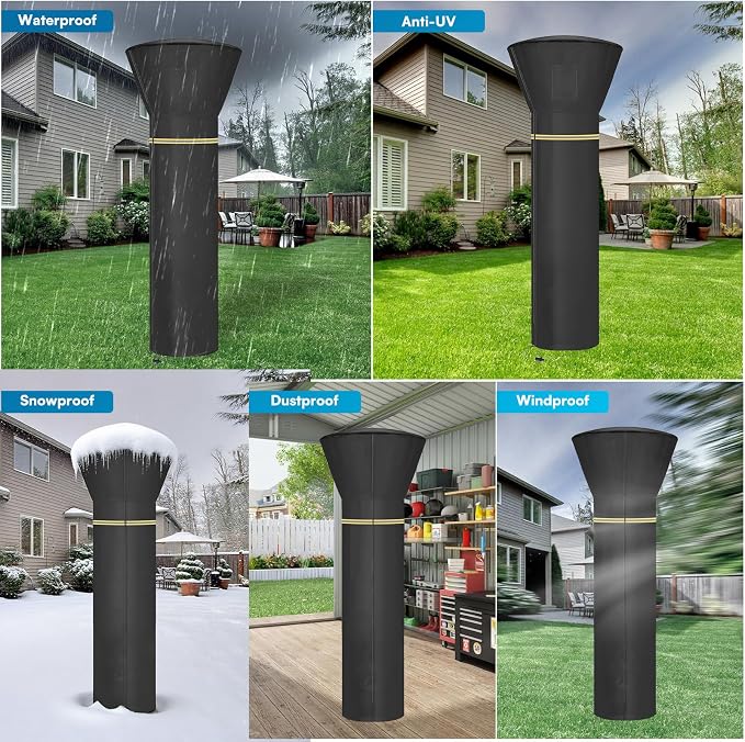 Patio Heater Cover - 900D Heavy-Duty Waterproof Anti-UV Outdoor Heater Cover with Telescopic Stainless Steel Pole, 89"×33"×19" Universal Fit for Most Patio Heaters & Radiators