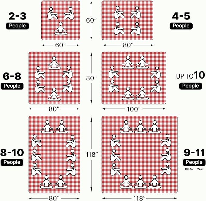 TigeJoy Extra Large Picnic Blanket Waterproof Foldable 80''x80'', Outdoor Picnic Mat Beach Blanket Sandproof for Park, Grass, Travel, Hiking, Camping Essentials, Gingham Picnic Blanket