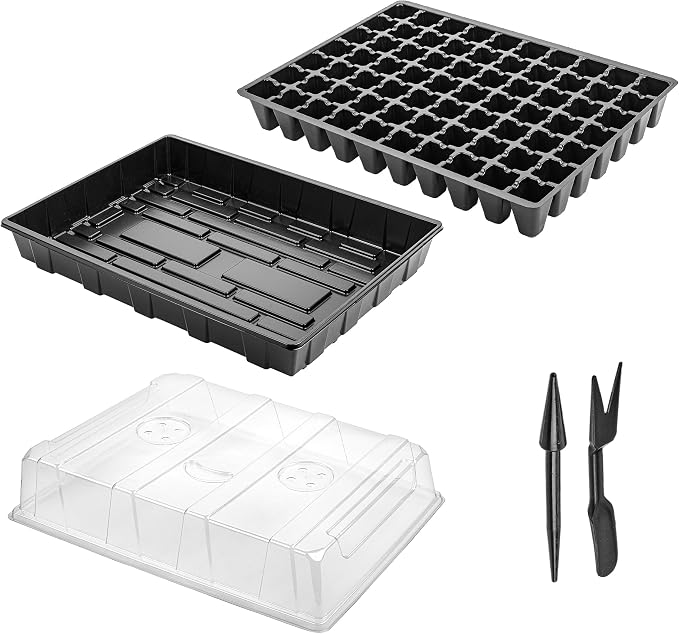 Mr. Pen- Seed Starter Tray Kit, 5 Pack, Total 350 Cells | Durable Plant Germination Trays with Humidity Vented Domes and Bases, Ideal for Seed Starting