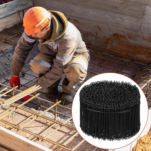 1000 Pcs 16 Gauge Rebar Tie Wire 6 Inch Black Double Loop Annealed Steel Wire Ties for Concrete Construction Masonry DIY Projects