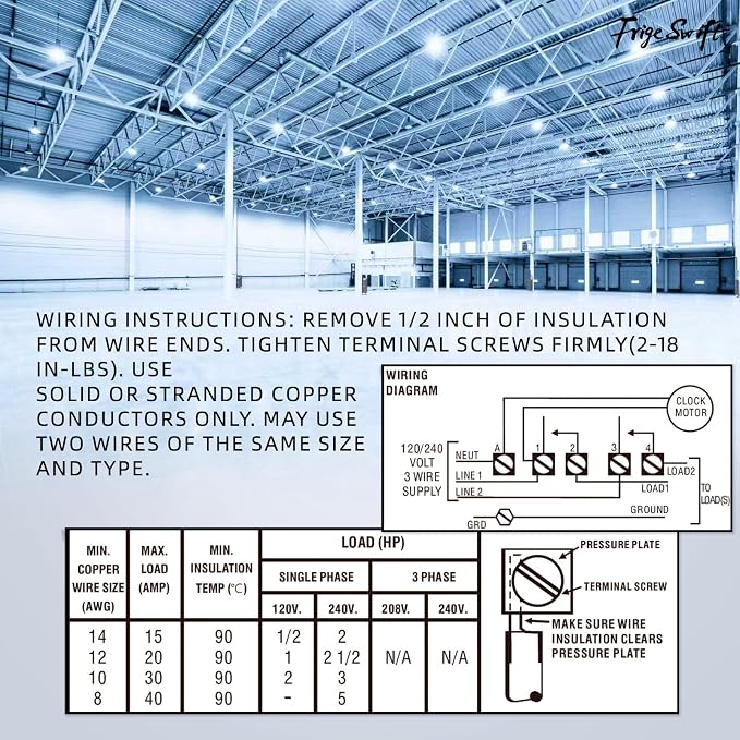 T103 40A 120V 24-Hour Mechanical Timer, DPST Switch with 12 ON/Off Cycles. for Defrost, Lighting, Irrigation,Indoor Use Only