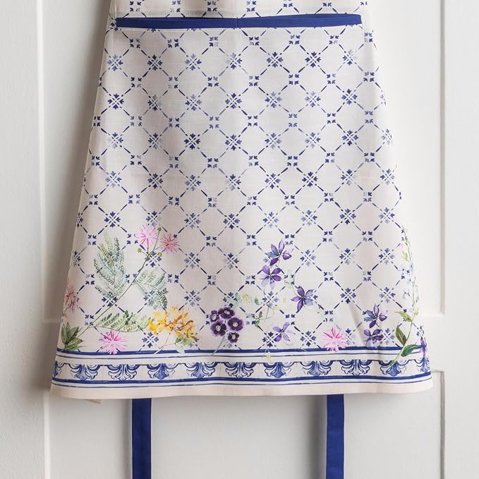 Maison d' Hermine Aprons for women with Pocket 100% Cotton (27.50"x31.50") | Adjustable Neck Strap & long ties Apron Men Chef Wedding Cooking Gardening Server Maid