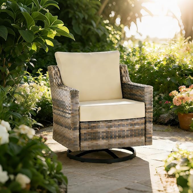 Goodgoods 24 x 24 Sunbrella Outdoor Patio Deep Seat Cushions 2-Pack, Fade-Resistant & Water-Resistant Furniture Chair Cushions with 35D High-Resilience Foam for Sofa, Antique Canvas Beige