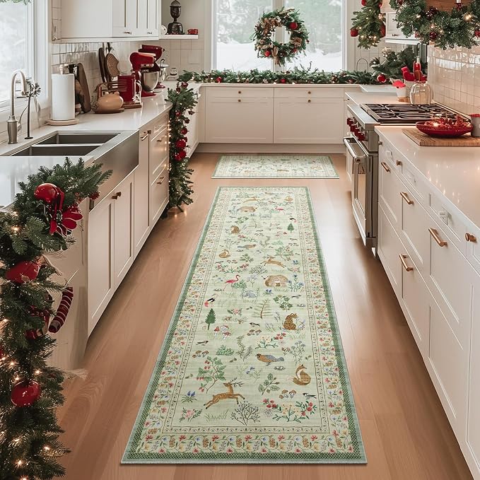 Machine Washable Kitchen Runner Rugs: 2'6"x8' Hallway Runner Non Slip Low Pile Stain Resistant Soft Carpet Runner Rugs for Bedroom Hallway Indoor Entryway Kitchen Laundry Room Beside Farmhouse