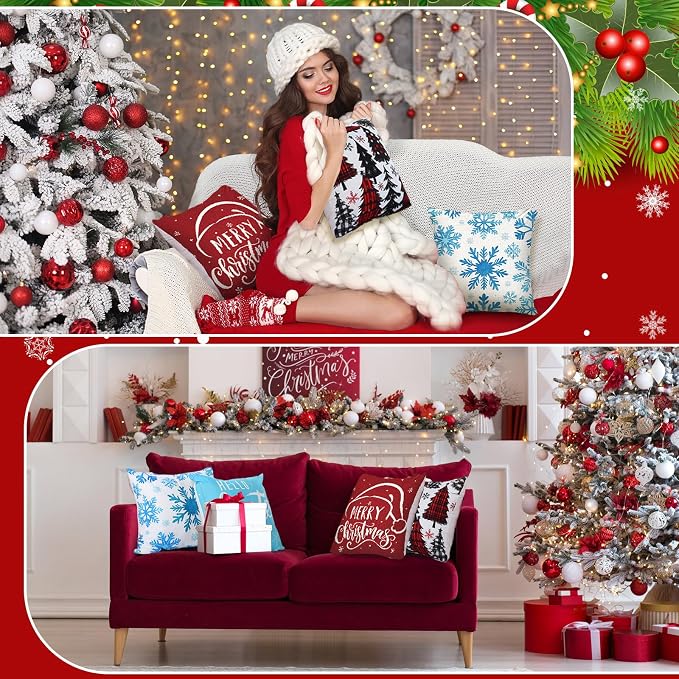 Mindsoft 20 Pcs Holiday Pillow Covers 18 x 18 Summer Pillow Cover 4th of July Fall Pillowcase Decorative Seasonal Cushion Case for Farmhouse Home Sofa(Holiday)