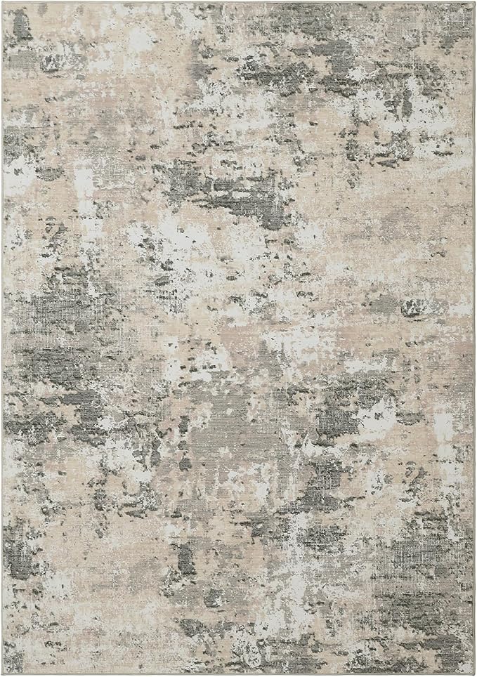 ROYHOME Modern Abstract Runner Rug 2x5 Washable Non Slip Stain Resistant Rug for Bedroom Living Room Non Shedding Low Pile Indoor Floor Cover,Grey Yellow