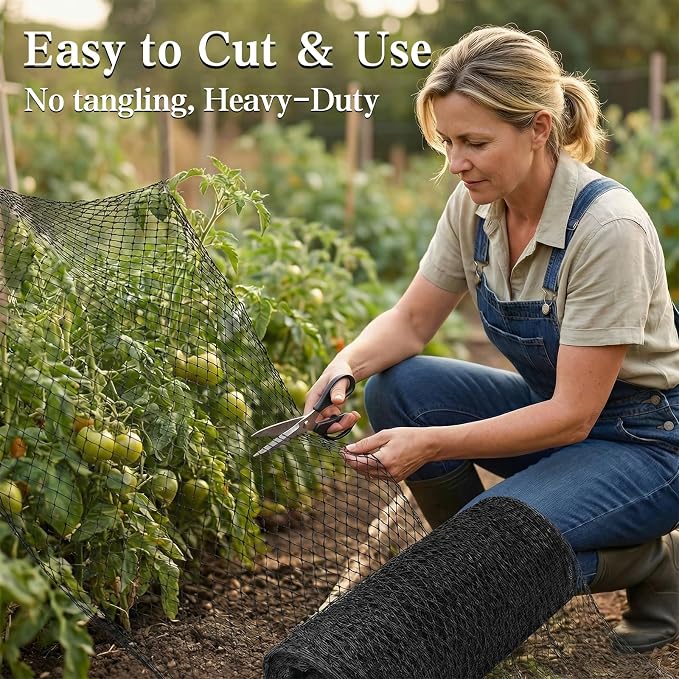 Bird Netting,50 x 50 FT Garden Netting Bird Net for Chicken Coop, Poultry Netting Fence for Fruit Trees, Plants and Vegetables Against Birds, Deer, Squirrels and Other Animals