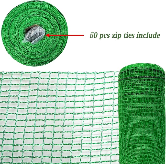 Garden Fence Temporary Fence, 4'x100' with 50 Zip Ties, Plastic Fencing Safety Fence Snow Fence, Construction Fencing for Garden Fencing, Animal Barrier, Poultry, Deer, Patio, Green
