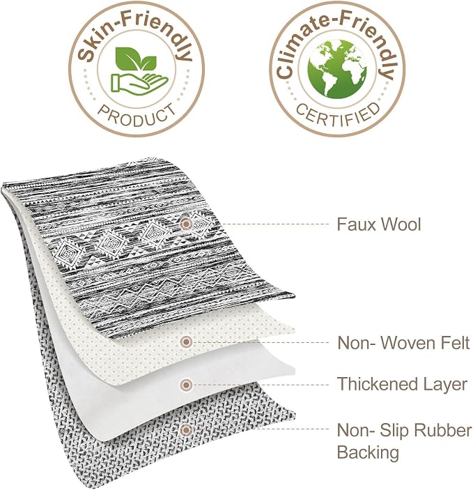 Nakagishi Boho 5x7 Area Rug Living Room Rugs Machine Washable Black White | Soft, Pet & Kid Friendly, Carpet for Living Room/Bedroom/Office/Kitchen/Nursery, Daily Home Decor Stain Resistant Moroccan