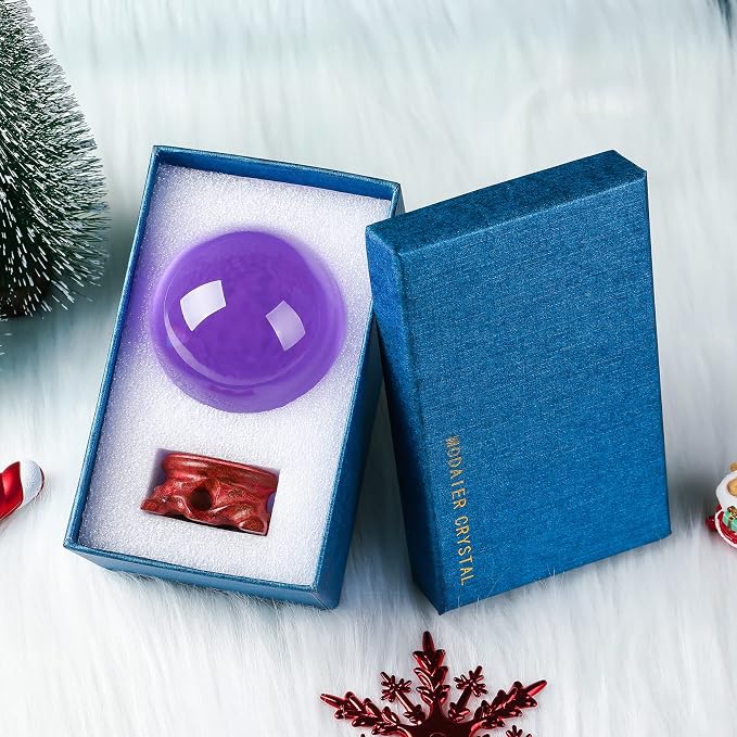 Modaier Purple Crystal Ball 80mm with Wooden Stand and Gift Box for Magic,lensball Photography,Family Decorative,Fortune Teller,Feng Shui,Witchcraft,Witchy Gifts,Witch Decor,and Halloween Decor