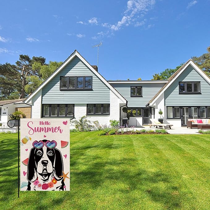 Seasonal Garden Flags Basset Hound Double Sided Flags Set of 11 Holiday Farmhouse Indoor Outdoor Yard Lawn Christmas Gifts Decorations 12.5x18 Inch