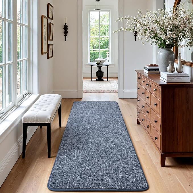 Keeko 2x6 Area Rugs for Living Room,Soft Washable Memory Foam Bedroom Rug | Indoor Throw Rug Low Pile Minimalist Non Slip Carpet for Kids Nursery Classroom Dorm Room Home Decor Blue and White
