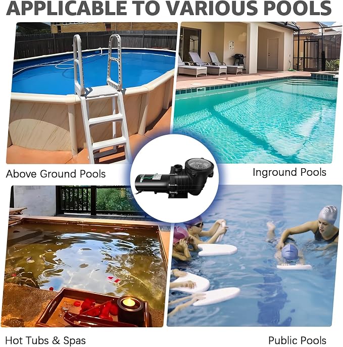 Inground and Above Ground Pool Water Pump,2.0HP Swimming Pool Pump, Dual Voltage 110-120V/220-240V 1500W High Flow Pool Pump with Strainer Basket