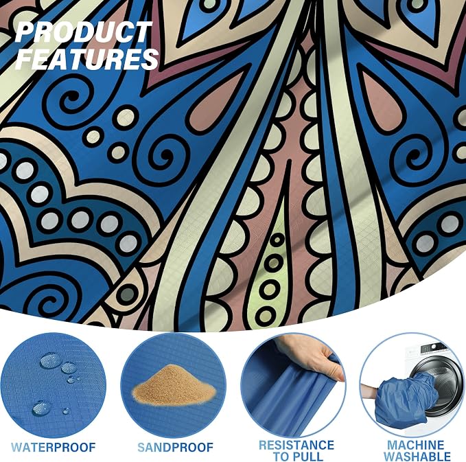 Famstar Beach Blanket Oversized Extra Large 78"X81"/10'X9',Waterproof Sandproof Beach Blanket 2-8 Adults Lightweight Durable for Travel Camping Hiking Picnic