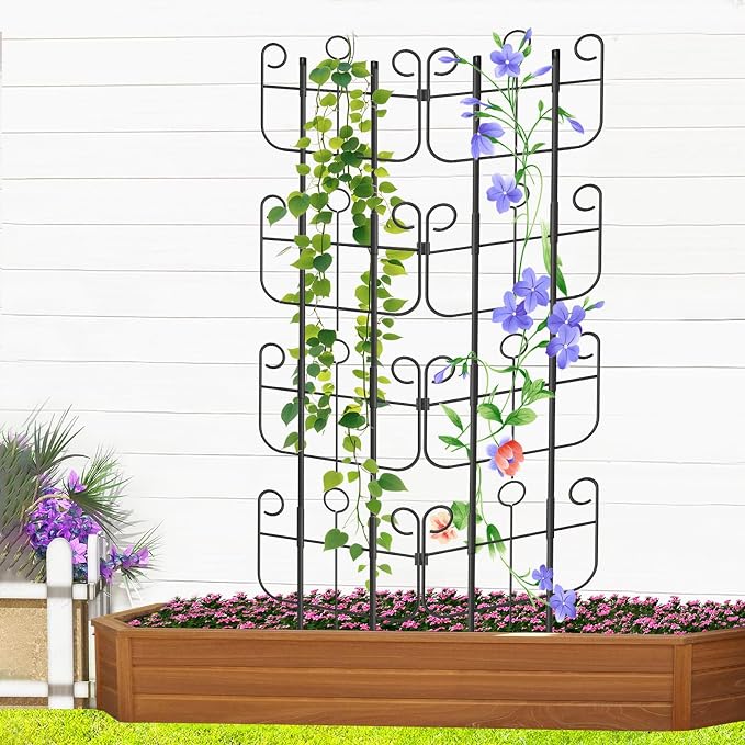 Garden Trellis for Climbing Plants Outdoor, Expandable Heavy-Duty Metal Trellis for Tall Plants, Flowers Vine Ivy, Sturdy Houseplant Pothos Plant Climber Support