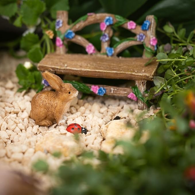 PRETMANNS Fairies for Fairy Garden Accessories for Outdoor - Figurine Bella and Furniture for Miniature Set with Squirrel, a Bunny, 4 Ladybugs - Ideal for Fairy Garden Starter Kit - 14 Piece Supplies | Fairy Garden Accessories Kit, Figurines & Garden F...