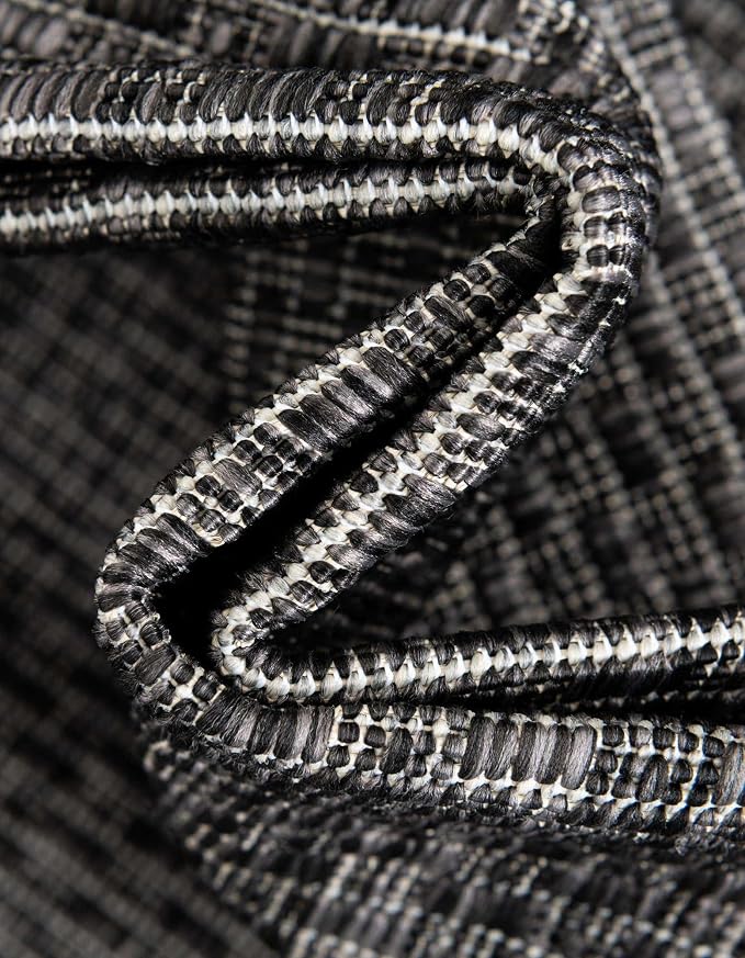Unique Loom Outdoor Solid Collection Area Rug (5' 3" Square Black/Ivory)