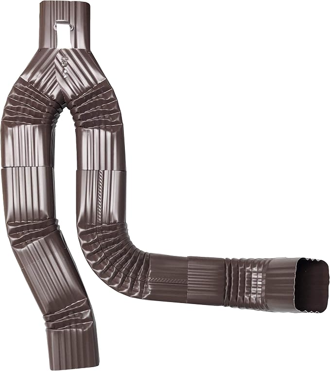 Aluminum 3x4 Offset Downspout Diverter for Rain Barrels | Made in The U.S.A. | Includes Screws & Instructions (Royal Brown)