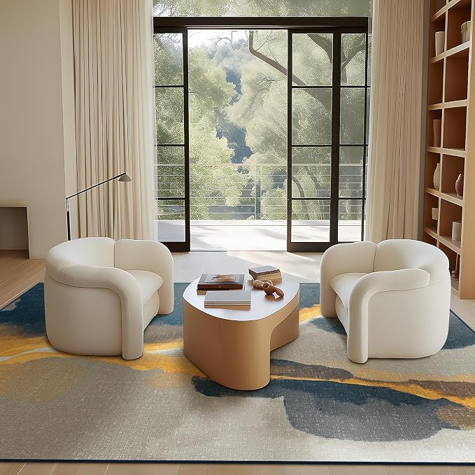 Phantoscope Washable Area Rug 5'x7' Non-Slip, Vintage Modern Boho Rugs for Living Room, Bedroom, Dining Room, Cloudscape Golden Horizon Pattern, Low-Pile Foldable Floor Carpet, Deep Grey/Gold