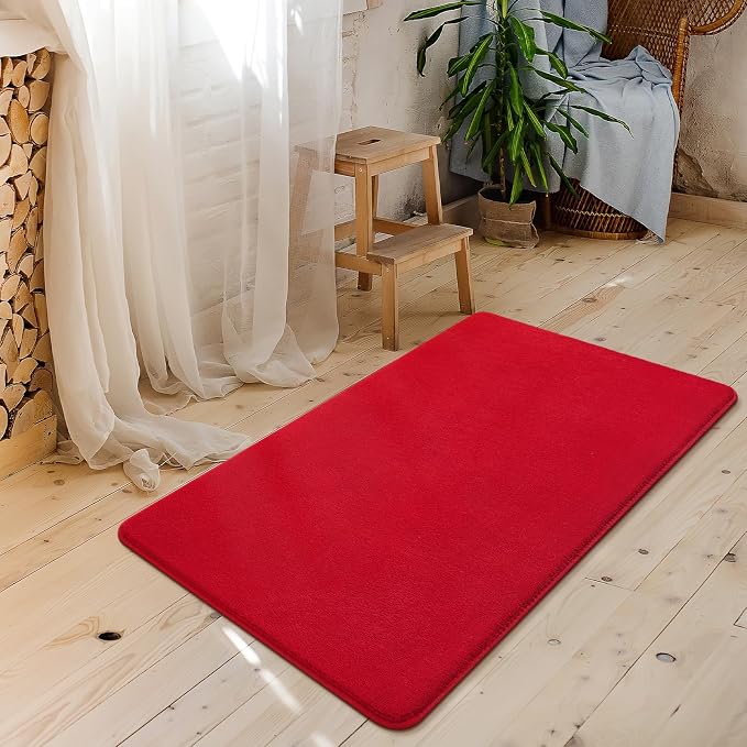 Amearea Modern Washable Runner Rugs, 2x4 Feet Red Bedroom Runner Rug | Small Area Rugs for Bedroom Living Room, Non Slip Memory Foam Rug for Hallway Entryway Kids Boys Girls Room Laundry Room