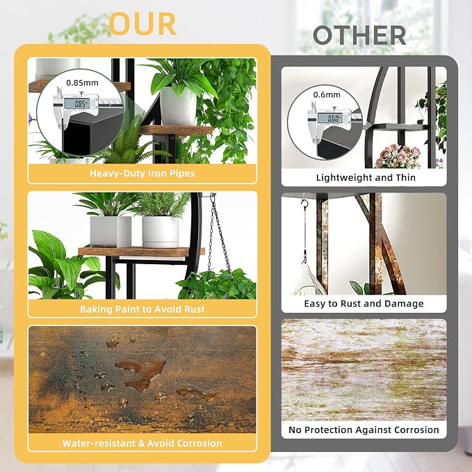 Plant Stand Indoor with Grow Lights: Large Plant Shelf for Multiple Plants, 2 Pack Plant Racks 7 Tiered, Lighted Corner Flower Stands Half Moon, Black Plant Holders Indoor Tall for Living Room Patio
