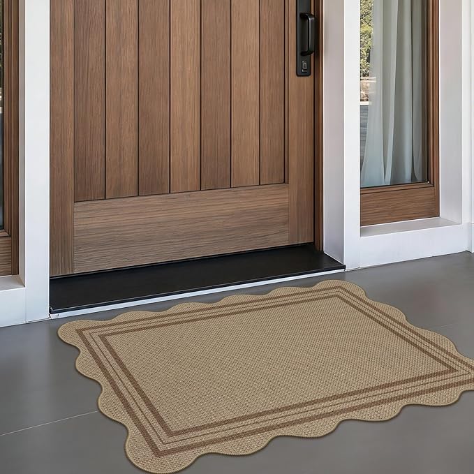 Easy Jute Outdoor Mats for Front Door, 2x3 Small Washable Kitchen Rugs, Farmhouse Brown Throw Rug Non Slip Indoor Outdoor Carpet for Porch Entryway Foyer