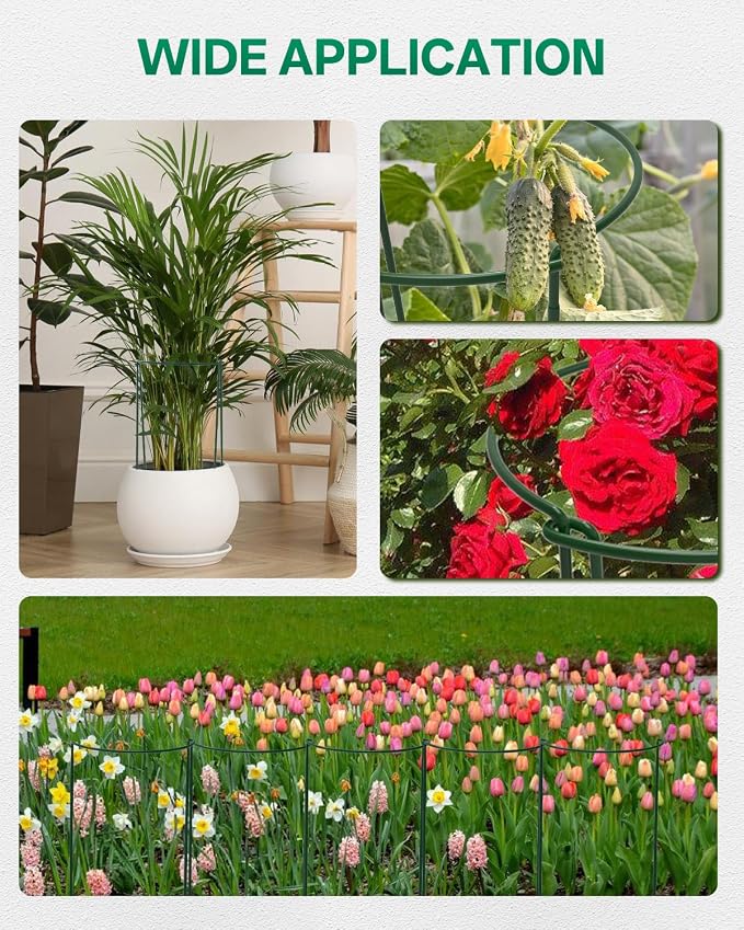 Breeze Touch 8 Pack Plant Support Stakes, 32 Inch Plant Stakes for Outdoor Plants, Peony Cage with 15 Pcs Green Lables, Peony Cages and Supports, Peonies Support Cages Flower Stakes for Plants