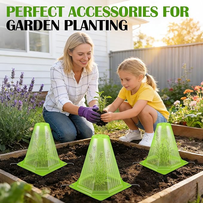 40PCS Garden Cloches for Plants with 80PCS Ground Stakes,Reusable Plant Bell Cover,Plastic Small Plant Seedling Protector Plants Cloches from Animals,Chickens, Birds,Snails & Frost,7.9" H X 6.7" D