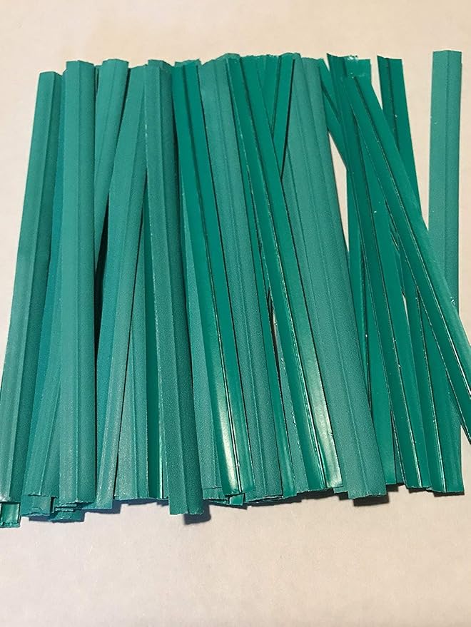 2000 Twist Ties 7" Length Plastic Coated Paper No Rip Cellophane Assorted Colors (Green)