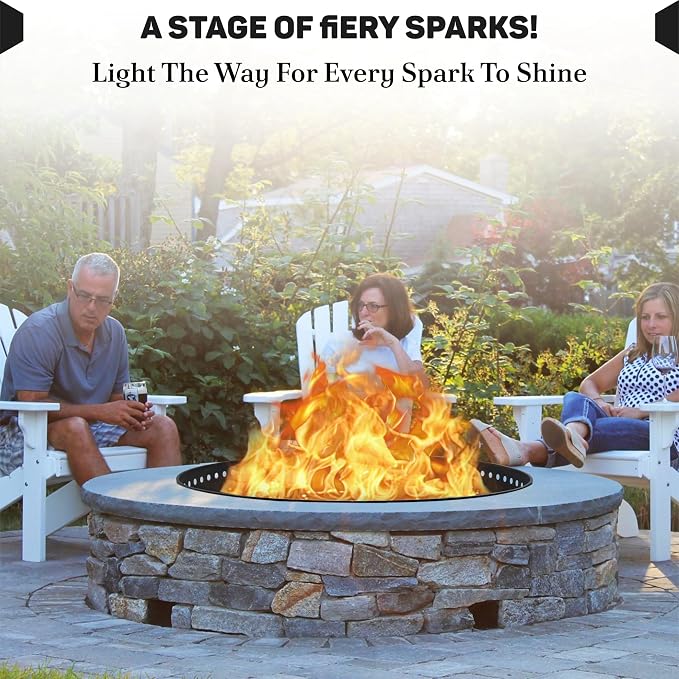 FEBTECH - 48" D x 12" H Smokeless Fire Ring Liner - Fire Pit Ring Insert | Heat Resistant Steel Fire pit Insert, Versatile DIY Fire Ring for In-Ground & Above-Ground Outdoor Bonfire
