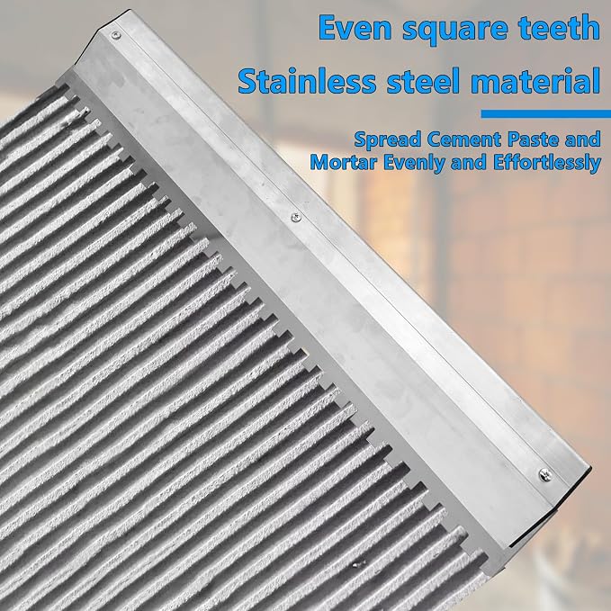 2 Pack 24 Inch Large Tile Trowel, Tile Tools, 2/5" x 2/5" Square Notch Stainless Steel Masonry Trowel for Large Tiles Flooring & Tiling Masonry Hand Trowel